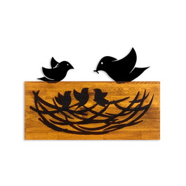 Wallity Accesorio decorativo de pared de madera y metal Nogal y Negro